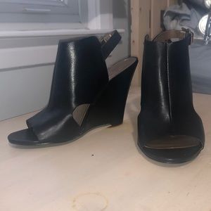 BCBG black wedges